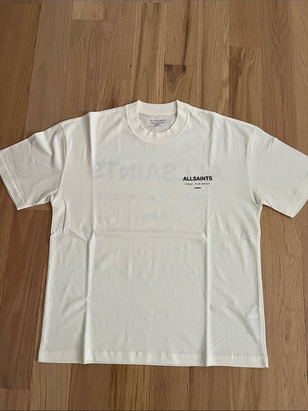 Men’s All Saints Men’s Cream Logo Short Sleeve Tee